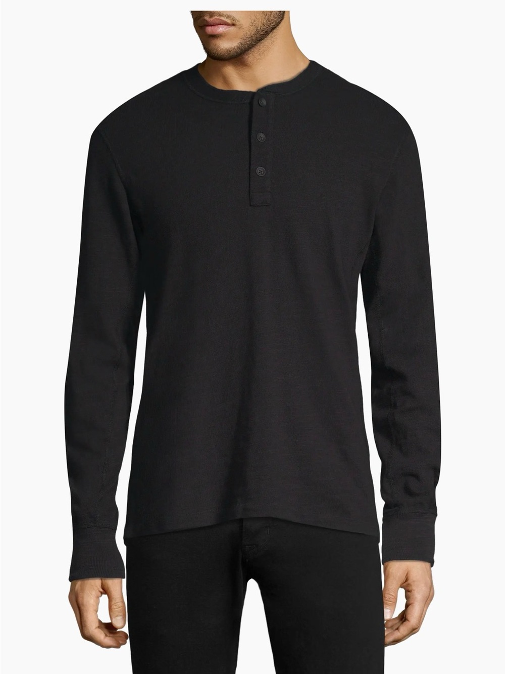 John Varvatos Black Long-Sleeve Henley